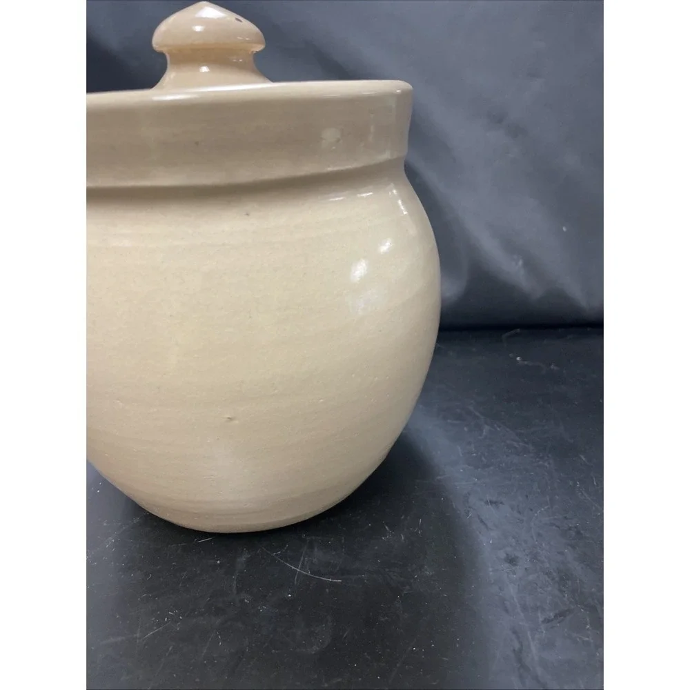 Vintage Paul Storie‎ Pottery Crock w/Lid - Marshall TX-Blue Barn